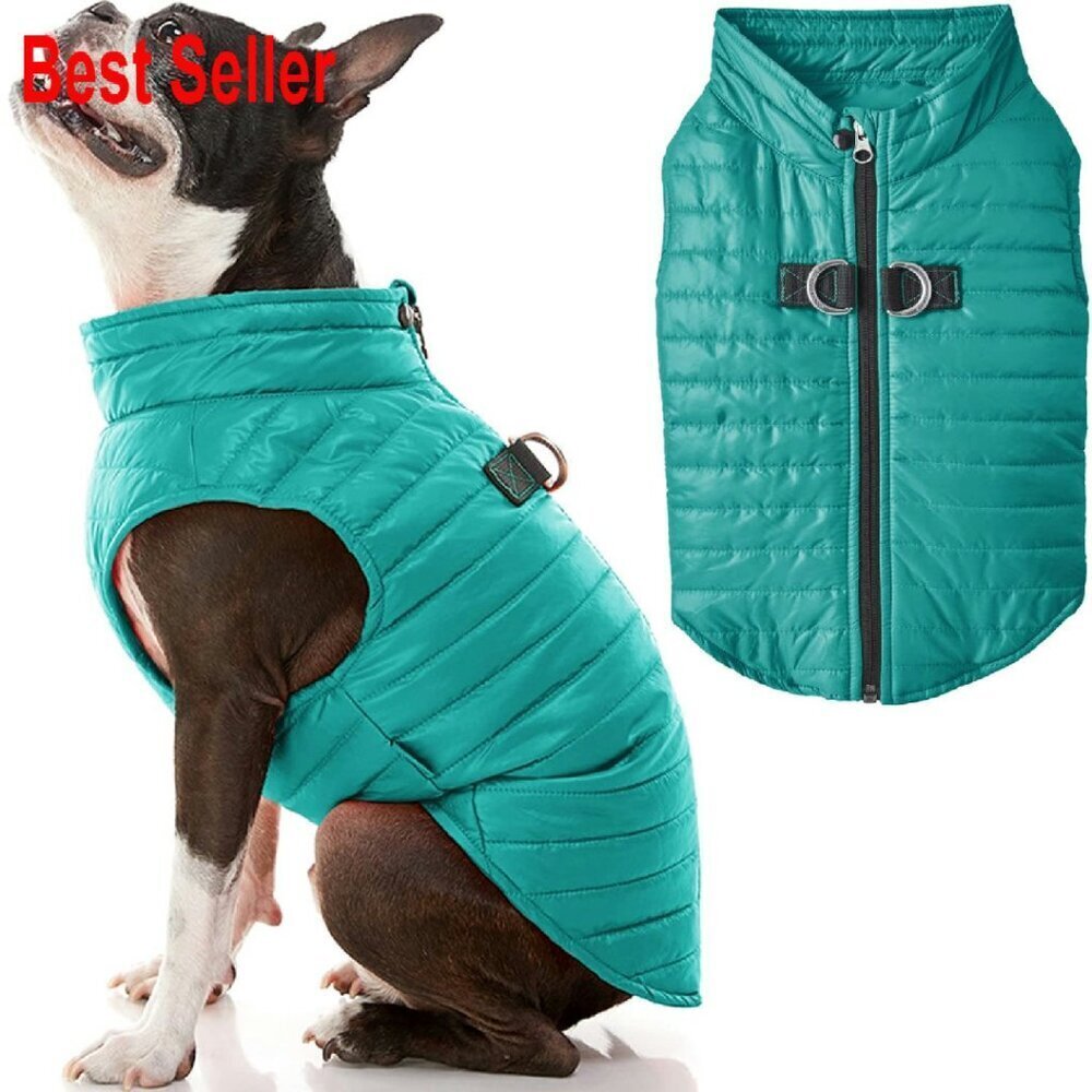 Ultra Lightweight Dog Puffer Vest Windbreaker Water Resistant Leash Attachment